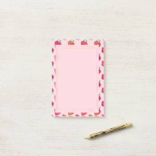  Schattige Rode Aardbeien Girly Roze Patroon Post-it® Notes