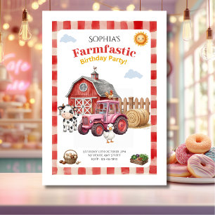 Schattige rode boerderij verjaardag kind kaart