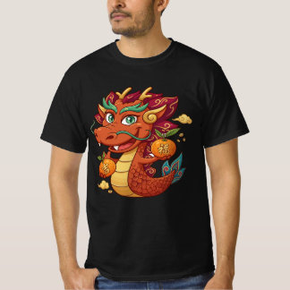 Schattige Rode Draak Vector Clipart | Chinees Nieu T-shirt