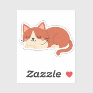 Schattige rode en witte kat – slapende kitty sticker