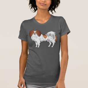 Schattige rode en witte Phalène gelukkige hond ill T-shirt