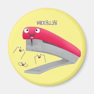Schattige rode gelukkige nietmachine cartoonillust magneet