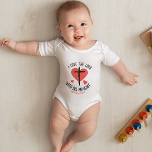 Schattige Rode Hart Kruis Christelijk Bijbelvers Romper