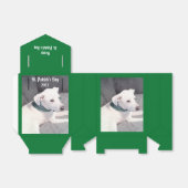 Schattige rode hond met een groene kraag bedankdoosjes (Uitgevouwen)