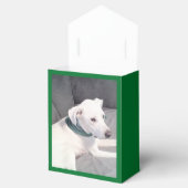 Schattige rode hond met een groene kraag bedankdoosjes (Geopend)