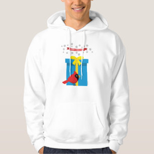 Schattige Rode Kardinaal Met Blauwe Cadeau Hoodie