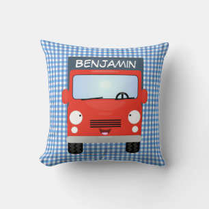 Schattige rode kawaii vrachtwagen cartoon illustra kussen