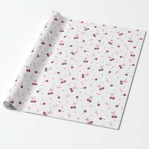 Schattige Rode Kersen Harten Strikken Cadeaupapier