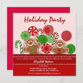 Schattige rode kerstpeperkoeken kaart (Voorkant / Achterkant)