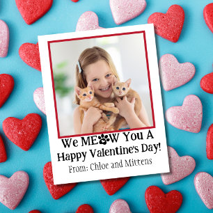 Schattige rode kinderkattenfoto klas valentijnsdag notitiekaartje
