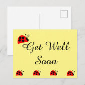 Schattige Rode Lieveheersbeestje Beterschap Briefkaart (Voorkant / Achterkant)