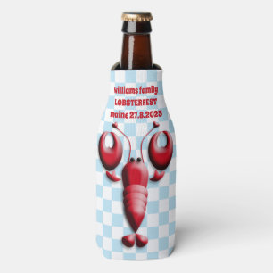 Schattige rode lobster Heart Pincers Blue Gecontke Flesjeskoeler