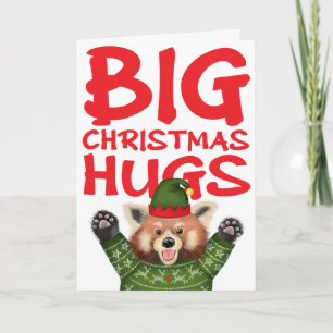 Schattige rode panda grote kerstknuffels kaart