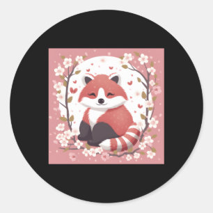 Schattige rode panda kersenbloesem tuin charmant ronde sticker