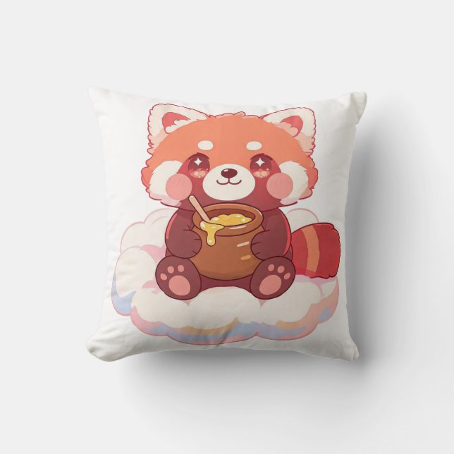 Schattige Rode Panda Kussen (Voorkant)