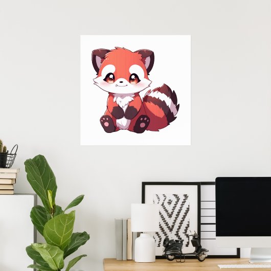 schattige rode panda poster (Thuiskantoor)