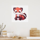 schattige rode panda poster (Keuken)