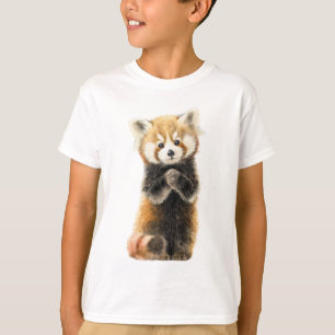 Schattige Rode Panda Staand Fluffy Kinderen T-shirt