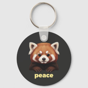 Schattige Rode Panda "Vrede" Illustratie voor Kind Sleutelhanger