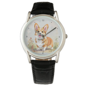 Schattige rode Pembroke Welsh Corgi hond Horloge