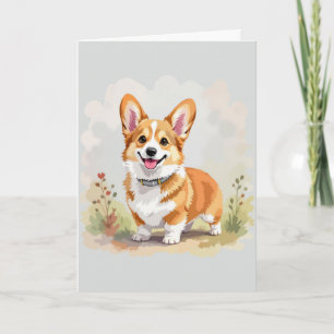 Schattige rode Pembroke Welsh Corgi hond Kaart