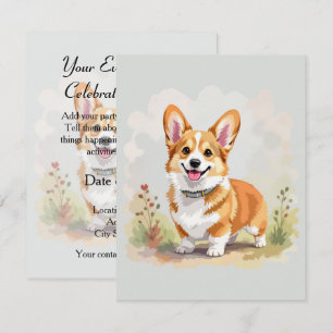 Schattige rode Pembroke Welsh Corgi hond Kaart