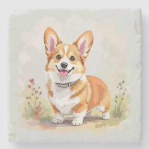 Schattige rode Pembroke Welsh Corgi hond Stenen Onderzetter