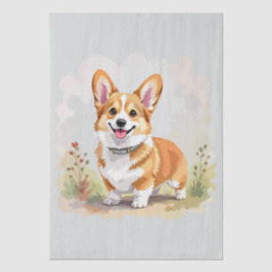 Schattige rode Pembroke Welsh Corgi hond Tissuepapier