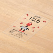 Schattige Rode Robot Thema Kinder Robots Verjaarda Acryl Uitnodigingen (Laagn)