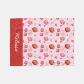 Schattige Rode Roze Coquette Aardbei Kers Fleece Deken (Voorkant (Horizontaal))