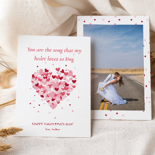 Schattige rode roze harten foto Valentijnsdag Feestdagenkaart