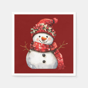 Schattige rode sneeuwman Kerstmis Servet