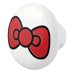 Schattige Rode Strik Fantasievol  Keramische Knop