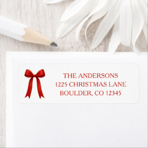 Schattige Rode Strik Prettig Kerst Retouradres Etiket