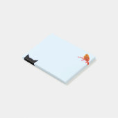 Schattige rode vogel & kat post-it® notes (Schuin)