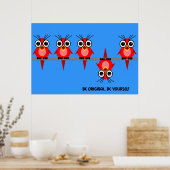schattige rode vogels poster (Keuken)