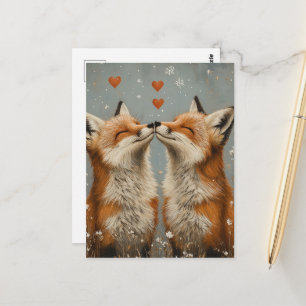 Schattige Rode Vos Verliefd Briefkaart