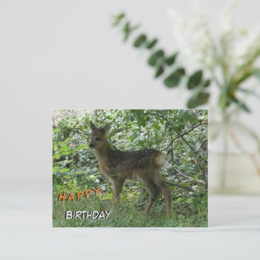 Schattige Roe Deer in Forrest Cust. Verjaardag Bri Briefkaart (Staand voorkant)