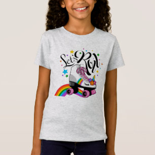 Schattige Roller Skate en Regenboog "Zeil Zetten" T-shirt