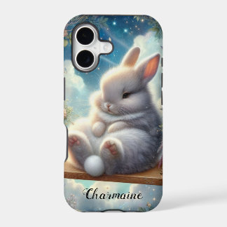 Schattige Roly Poly Bunny met Glitterwolken