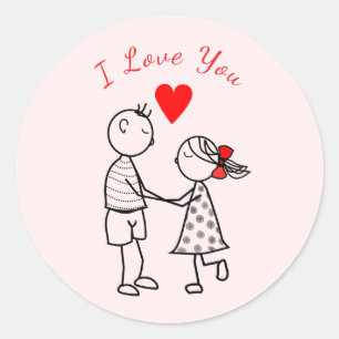 Schattige romantisch koppel in liefde Stickers - I