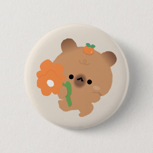 Schattige Romantische Capybara Ronde Button 5,7 Cm
