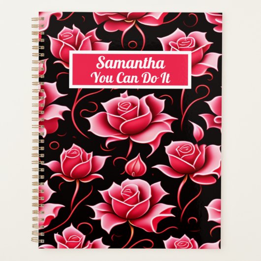 SCHATTIGE ROMANTISCHE RODE ROZEN FLORAL GEPERSONAL PLANNER (Voorkant)