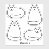 Schattige Ronde Kawaii Witte Kat Sticker (Vel)