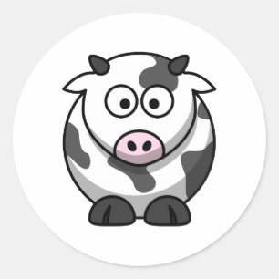Schattige Ronde Tekentril Cow Sticker