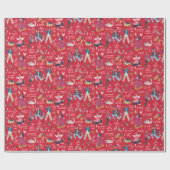 Schattige Rood 12 Dagen van Kerstmis Traditional C Cadeaupapier (Vlak)