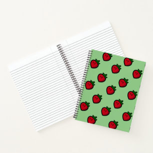 Schattige rood aardbeienpatroon voor veganisten notitieboek