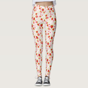 Schattige rood aardbeienvruchtenpatroon leggings