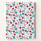 Schattige Rood Blauw Medische Patroon Verpleegster Notitieboek (Achterkant)