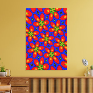 Schattige rood bloemmotief canvas afdruk